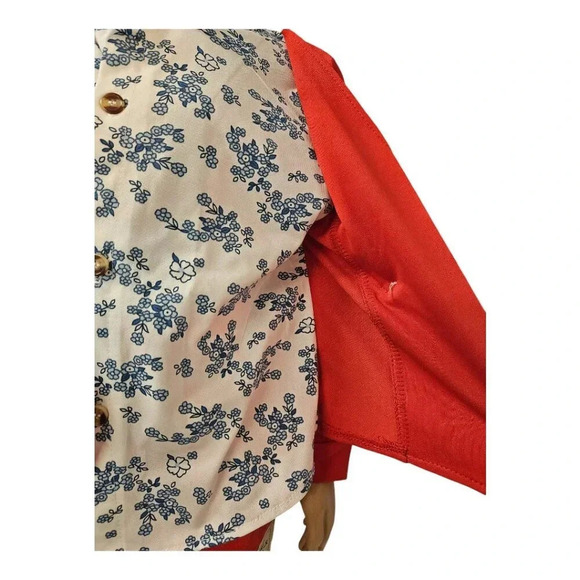 18-24M 2pcs Red Orange and White with Blue  Flower Faux Suit - Picture 6 of 11